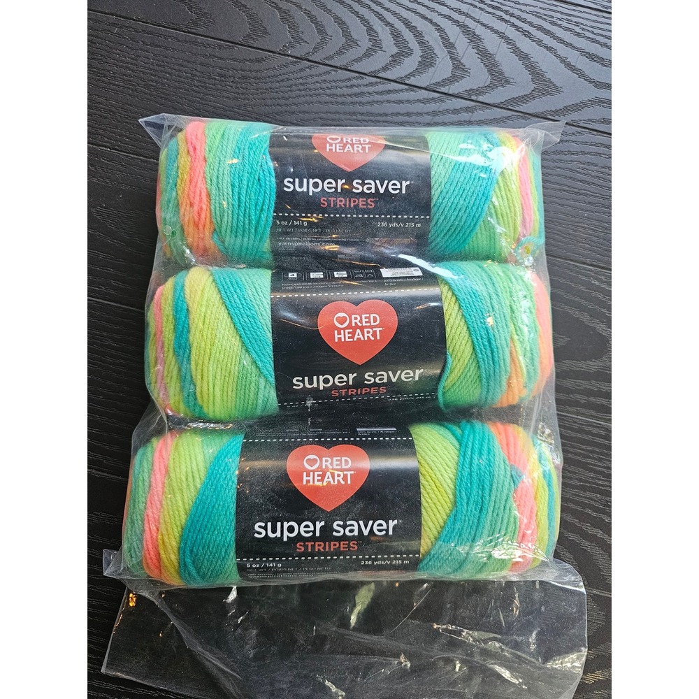 Red Heart Super Saver Stripes Retro Stripe 4971 Acrylic Yarn 3-Pack 708 Yards